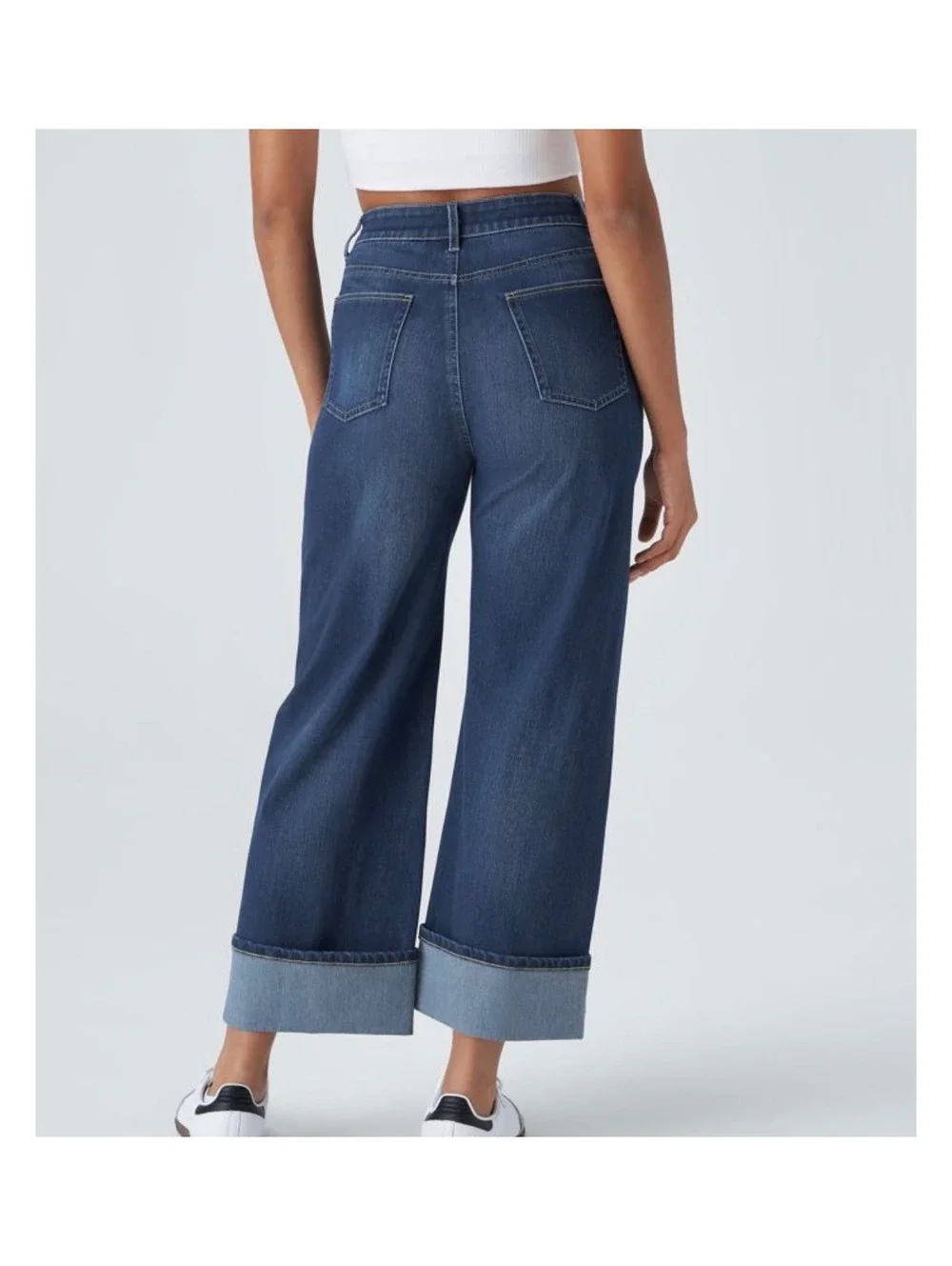 Halara flex high waisted roll hem wide leg jeans NWT